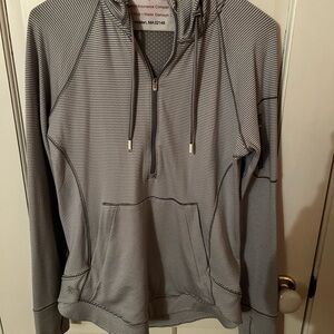 Athleta Striped Gray Quarter-zip Hoodie